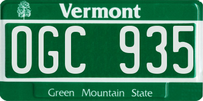 VT license plate OGC935