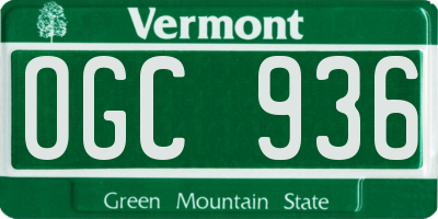 VT license plate OGC936