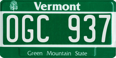 VT license plate OGC937