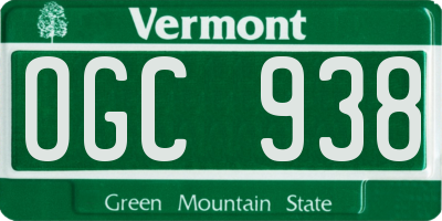 VT license plate OGC938