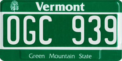 VT license plate OGC939