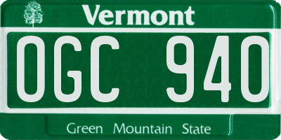 VT license plate OGC940