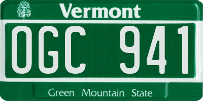 VT license plate OGC941