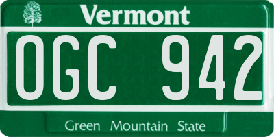 VT license plate OGC942