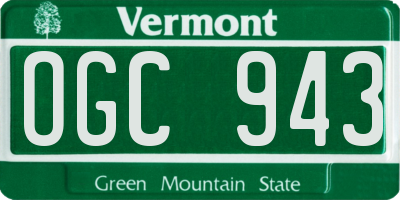 VT license plate OGC943