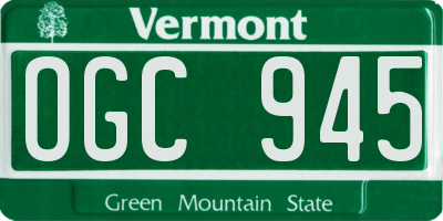 VT license plate OGC945