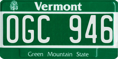 VT license plate OGC946