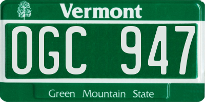 VT license plate OGC947