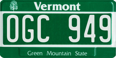 VT license plate OGC949