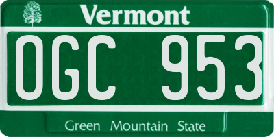 VT license plate OGC953