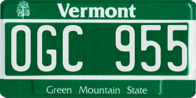 VT license plate OGC955