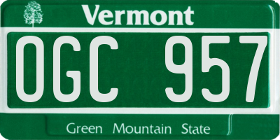 VT license plate OGC957