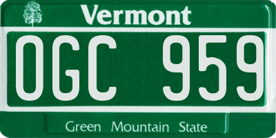 VT license plate OGC959
