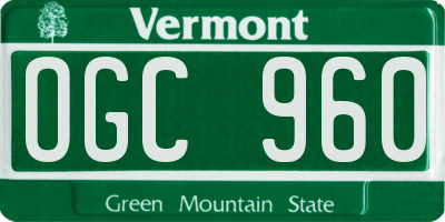VT license plate OGC960