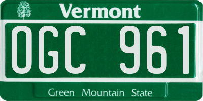VT license plate OGC961