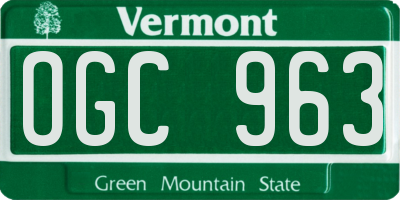 VT license plate OGC963