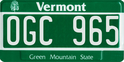 VT license plate OGC965