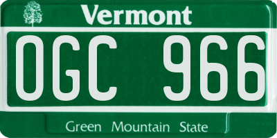 VT license plate OGC966