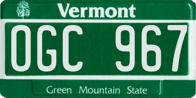 VT license plate OGC967