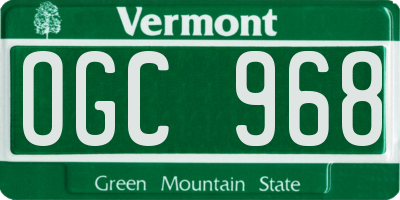 VT license plate OGC968