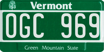 VT license plate OGC969