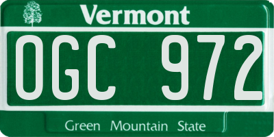 VT license plate OGC972