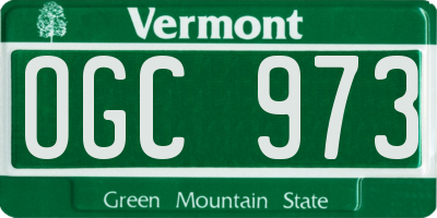 VT license plate OGC973