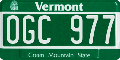 VT license plate OGC977