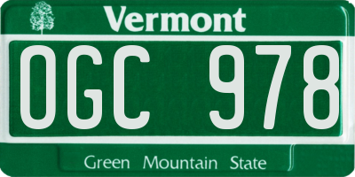 VT license plate OGC978