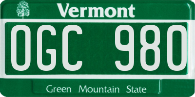 VT license plate OGC980