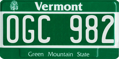 VT license plate OGC982