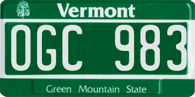 VT license plate OGC983