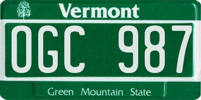 VT license plate OGC987