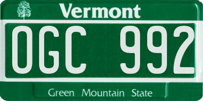 VT license plate OGC992
