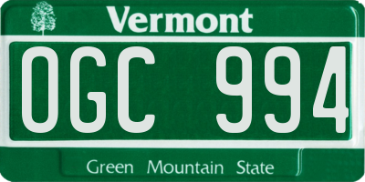 VT license plate OGC994