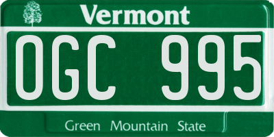 VT license plate OGC995