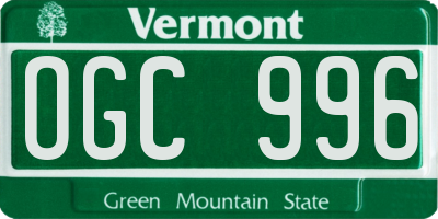 VT license plate OGC996