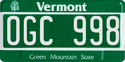 VT license plate OGC998