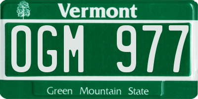 VT license plate OGM977