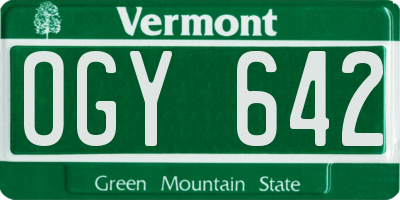 VT license plate OGY642