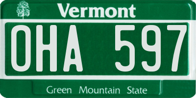 VT license plate OHA597