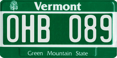 VT license plate OHB089