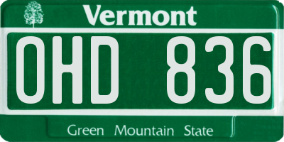 VT license plate OHD836