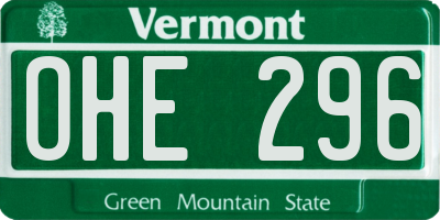 VT license plate OHE296