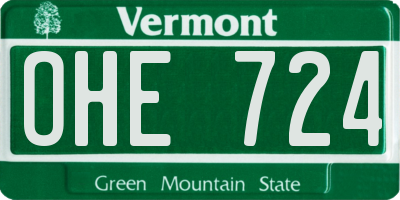 VT license plate OHE724