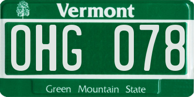 VT license plate OHG078