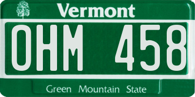 VT license plate OHM458