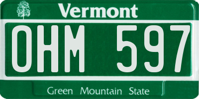 VT license plate OHM597