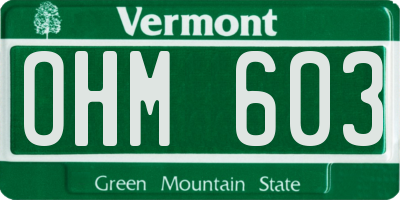 VT license plate OHM603