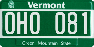 VT license plate OHO081
